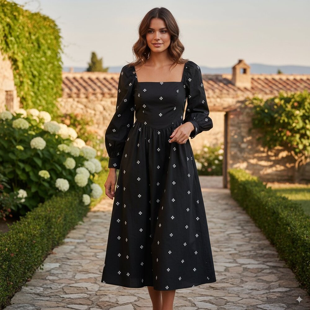NWT Lost + Wander Nightshade Maxi Dress in Black White One Size